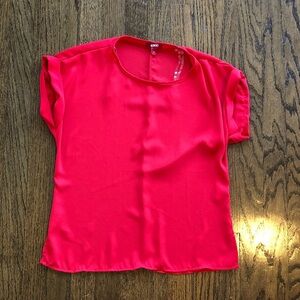 3/$10 BONGO Sheer Vibrant Red Flowy Lightweight Short Sleeve Blouse